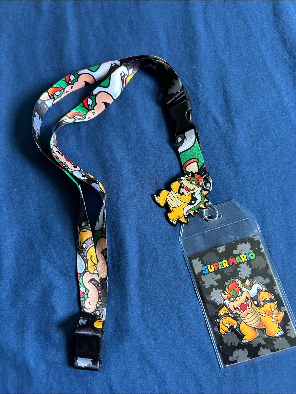 Nintendo Super Mario Bowser Kids Lanyard with ID Holder - Green, Yellow, Black